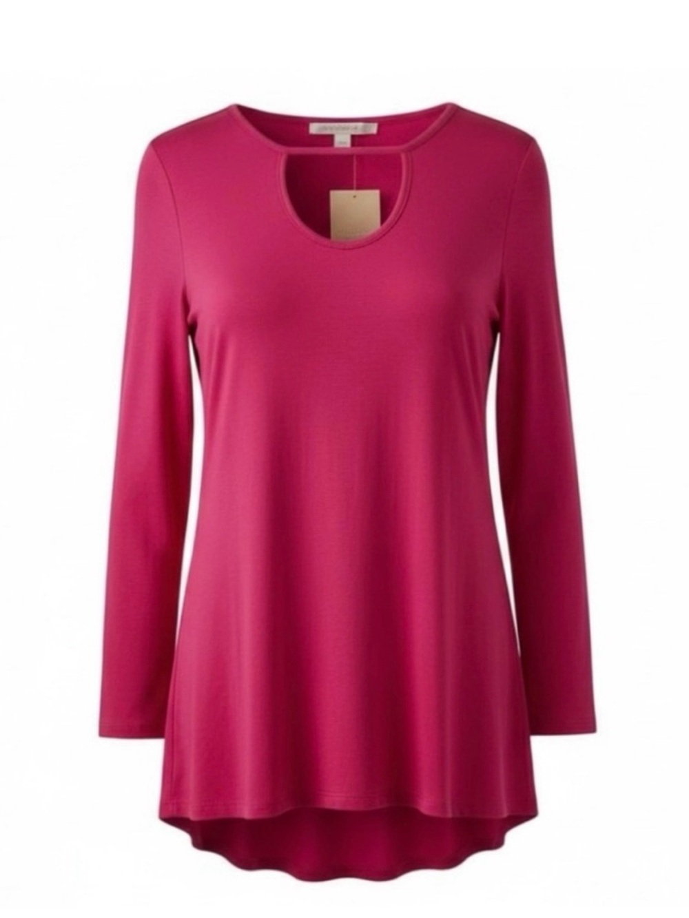 Boston Proper Hot Pink Keyhole Long Sleeve Top Size XS